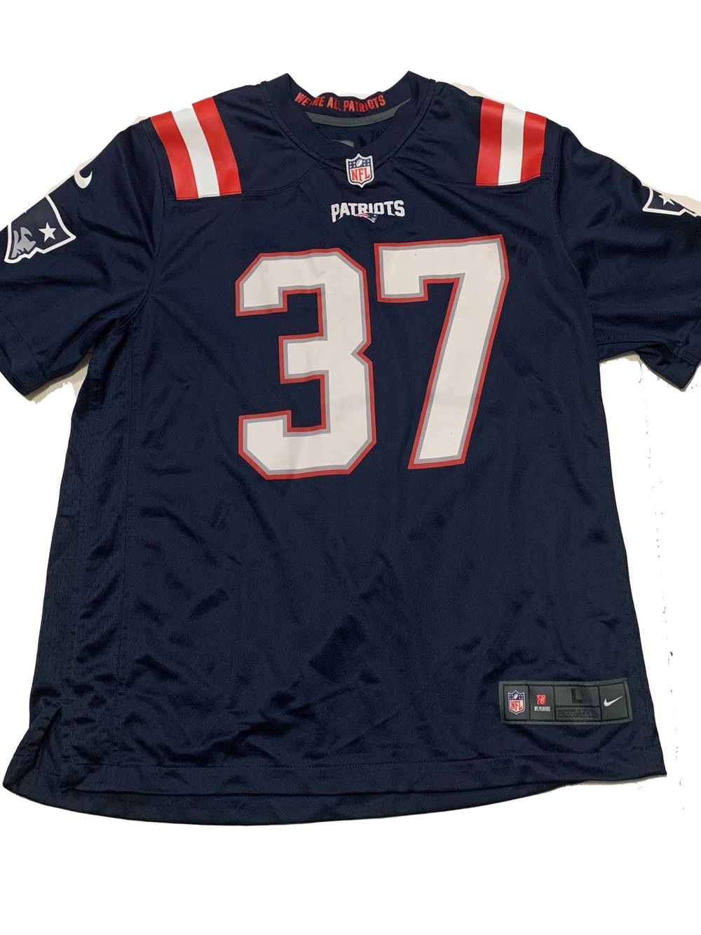 Nike Men's Navy Jarris Patriots Football Jersey with Red & White Accents